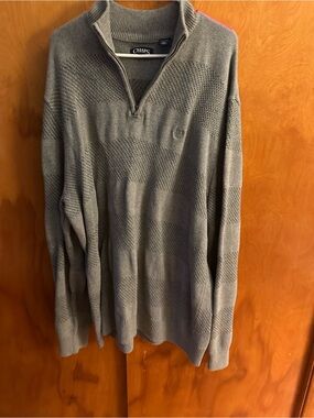 Chaps Men's Taupe Zip-Neck Textured Sweater